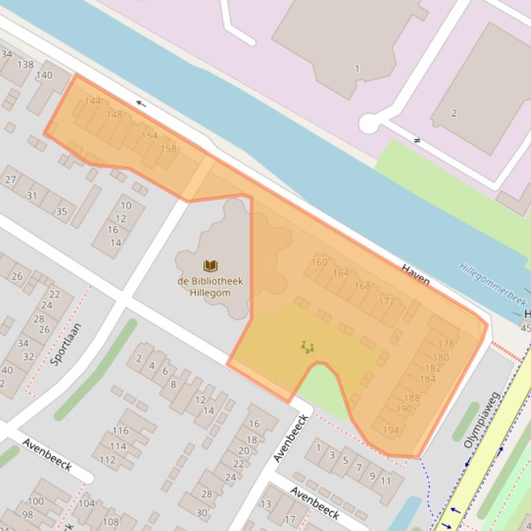 Kaart van postcodegebied 2182JV.