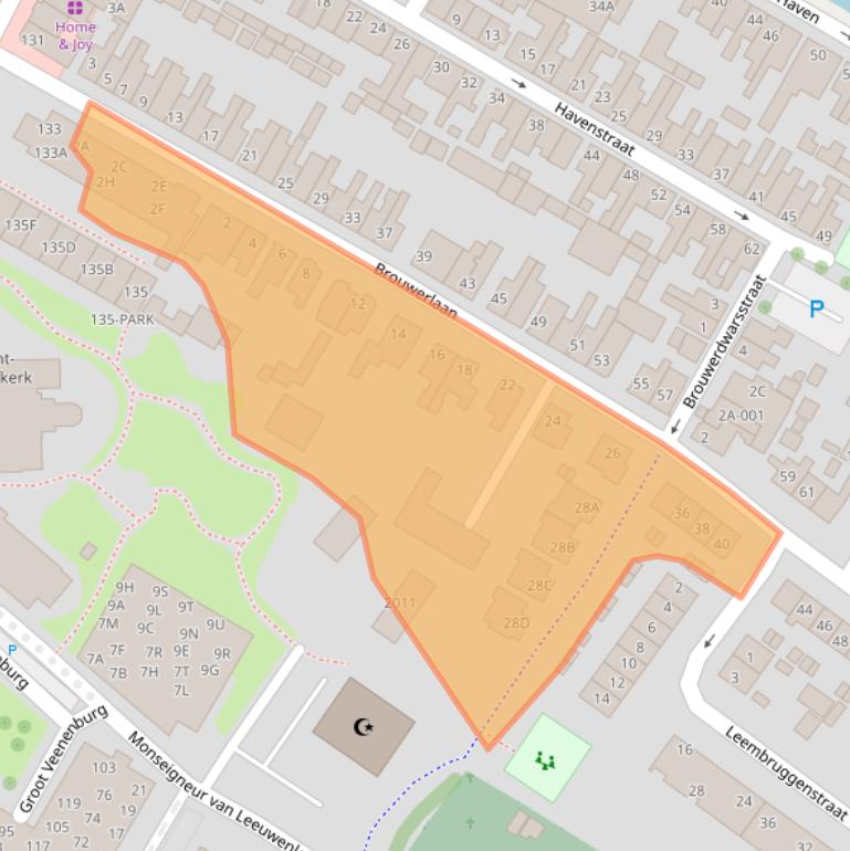 Kaart van postcodegebied 2182KG.