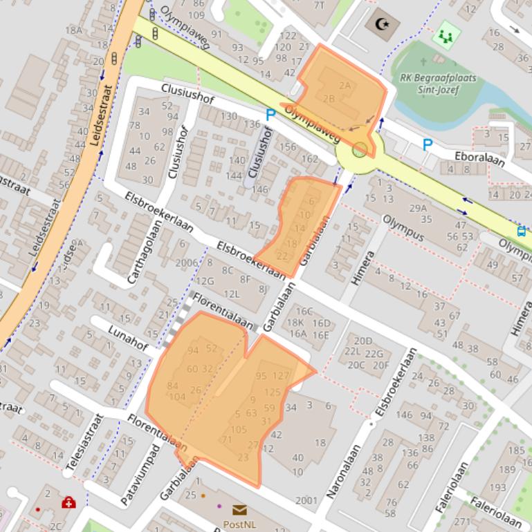 Kaart van postcodegebied 2182LA.