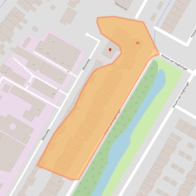 Kaart van postcodegebied 2182LN.