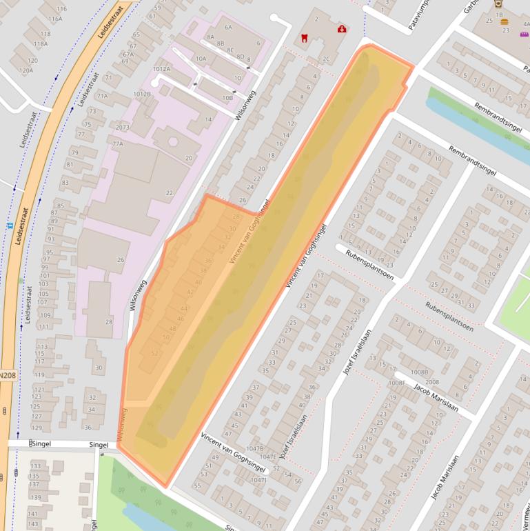 Kaart van postcodegebied 2182LP.