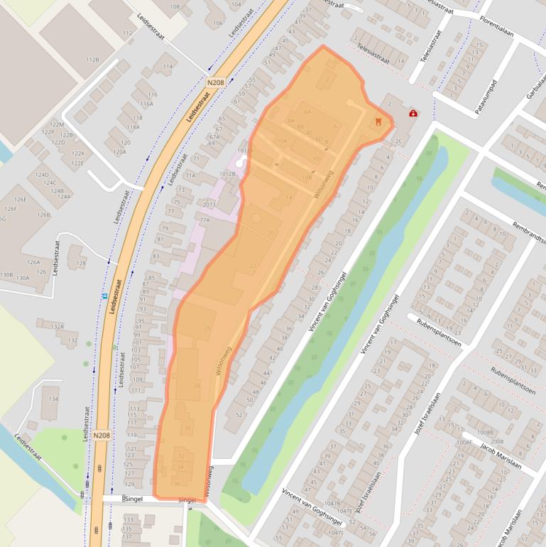 Kaart van postcodegebied 2182LR.