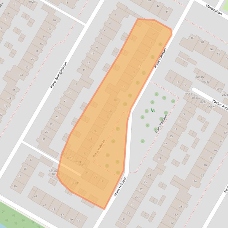 Kaart van postcodegebied 2182MJ.