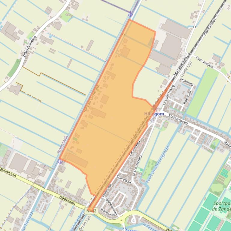 Kaart van postcodegebied 2182NB.