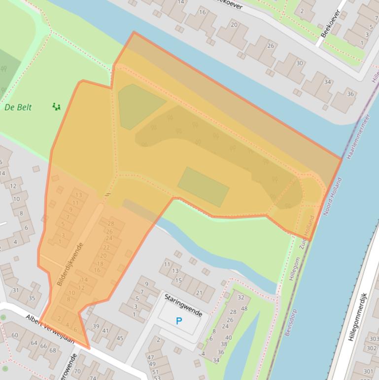 Kaart van postcodegebied 2182PJ.