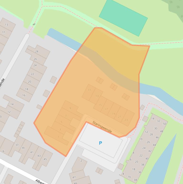 Kaart van postcodegebied 2182PK.