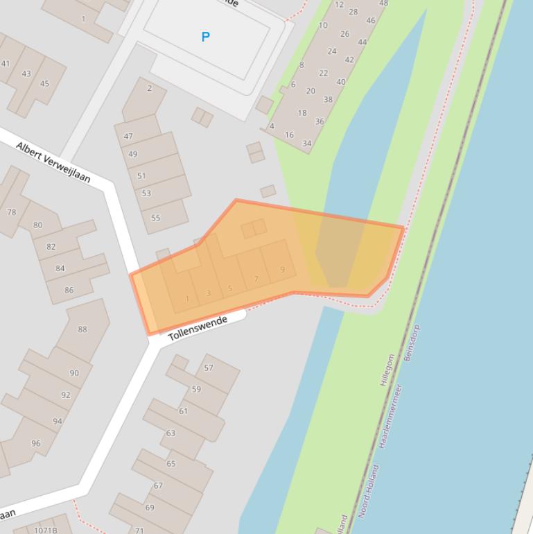 Kaart van postcodegebied 2182PM.