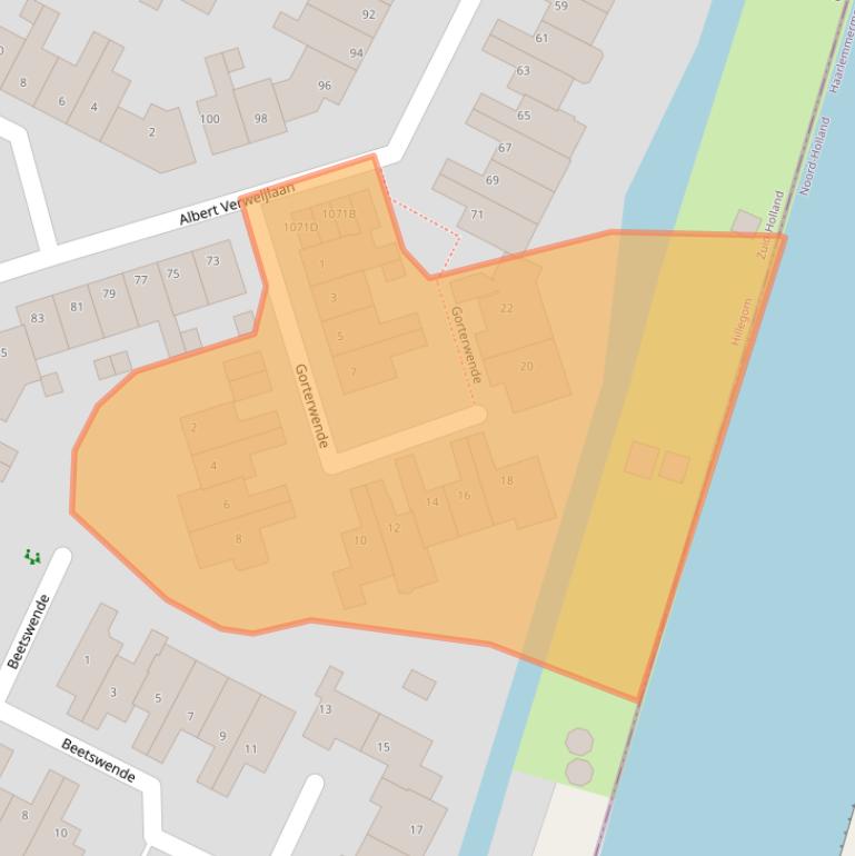 Kaart van postcodegebied 2182PN.