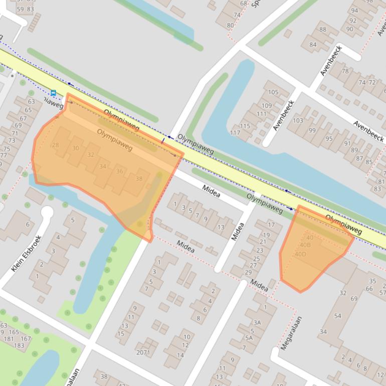 Kaart van postcodegebied 2182RA.
