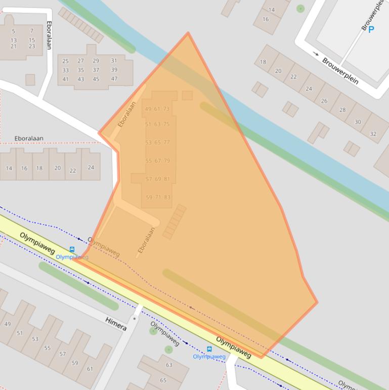 Kaart van postcodegebied 2182RP.