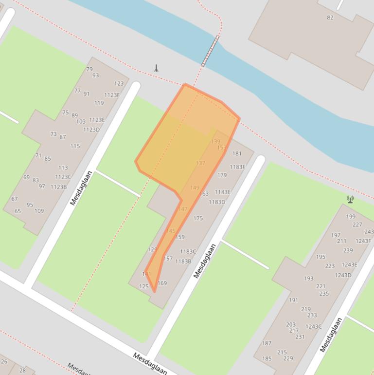 Kaart van postcodegebied 2182SH.