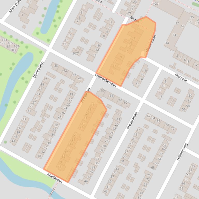 Kaart van postcodegebied 2182TS.