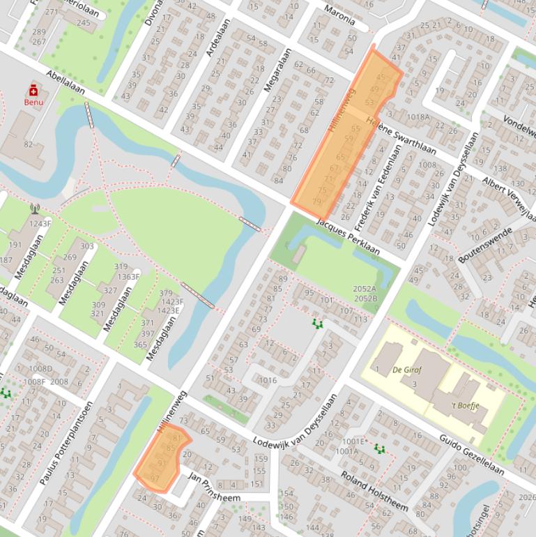 Kaart van postcodegebied 2182VB.