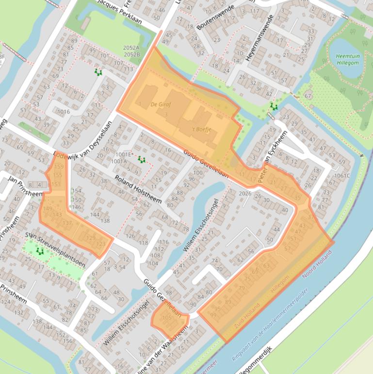 Kaart van postcodegebied 2182WB.