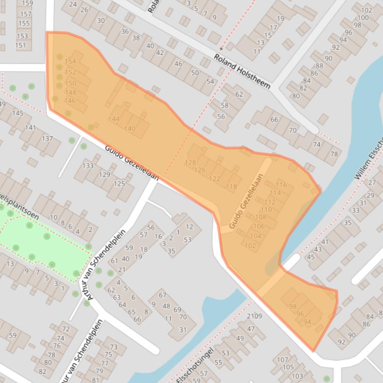 Kaart van postcodegebied 2182WD.
