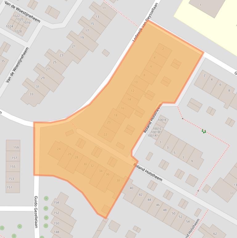 Kaart van postcodegebied 2182WG.