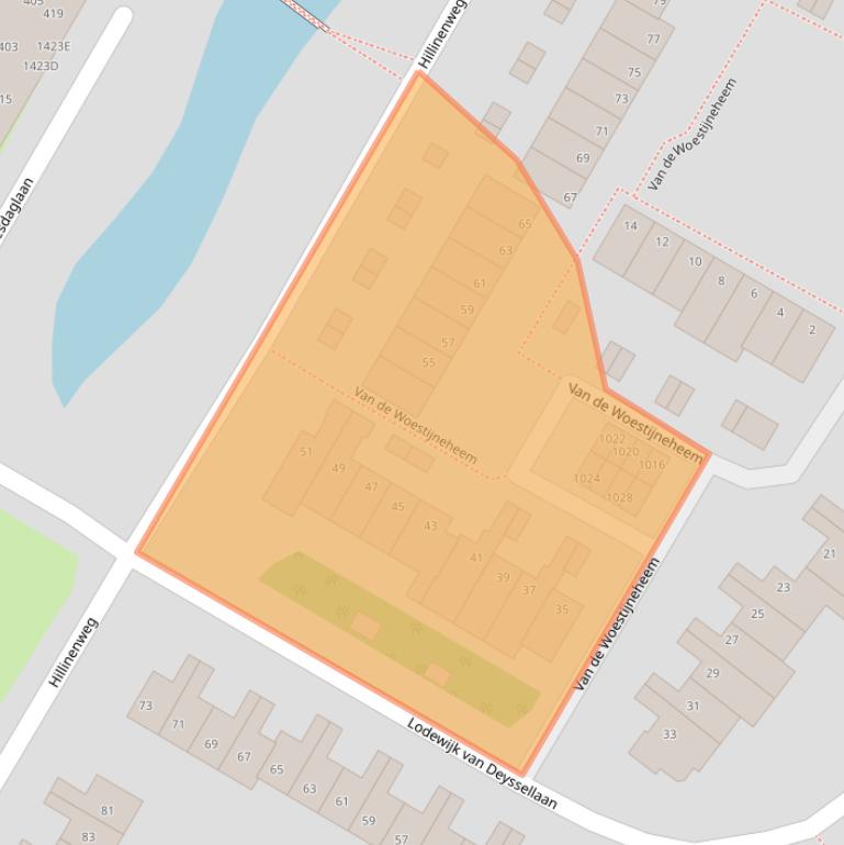 Kaart van postcodegebied 2182WL.