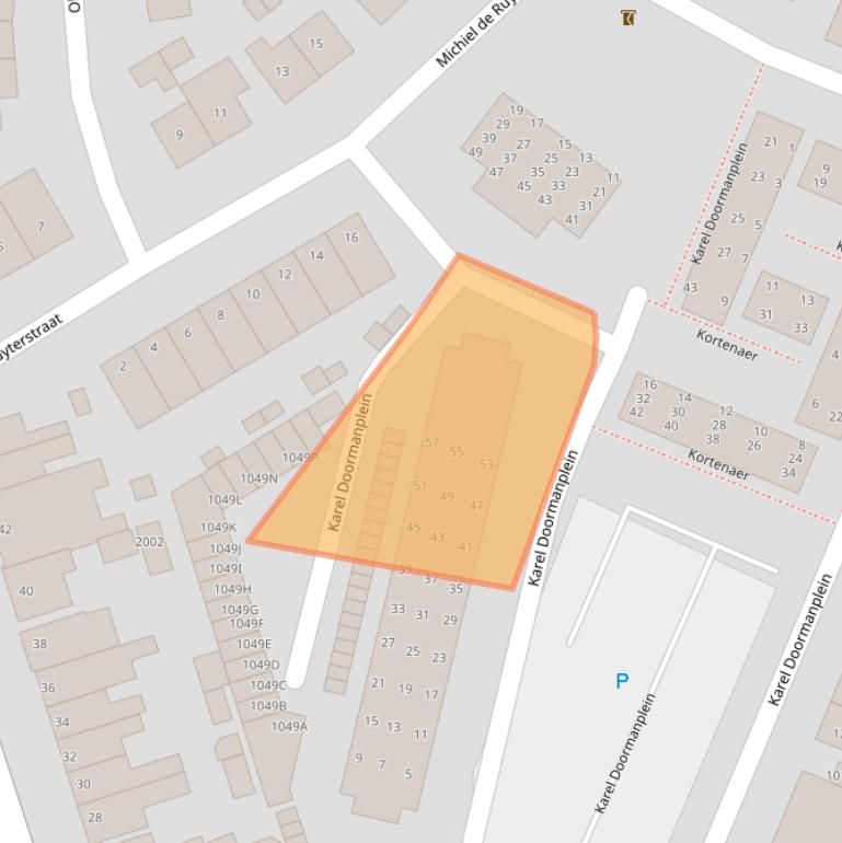 Kaart van postcodegebied 2182XB.