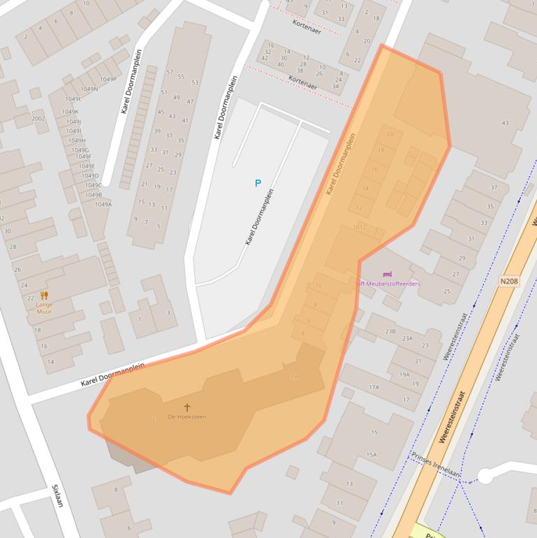 Kaart van postcodegebied 2182XC.