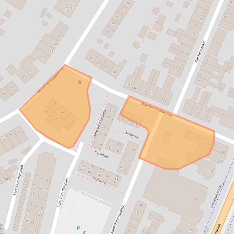 Kaart van postcodegebied 2182XD.