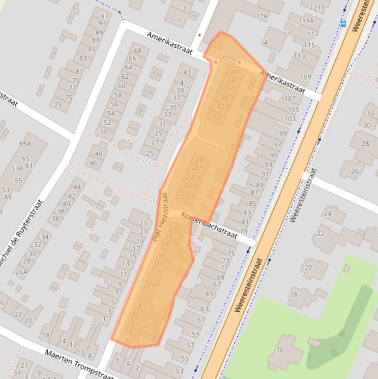 Kaart van postcodegebied 2182XH.