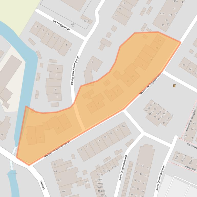Kaart van postcodegebied 2182XK.