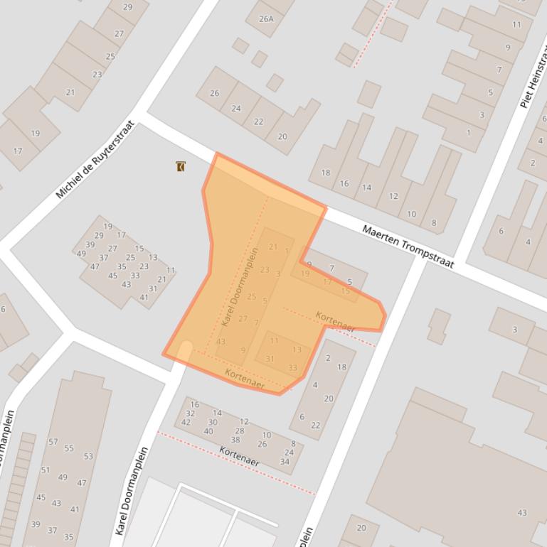 Kaart van postcodegebied 2182XT.