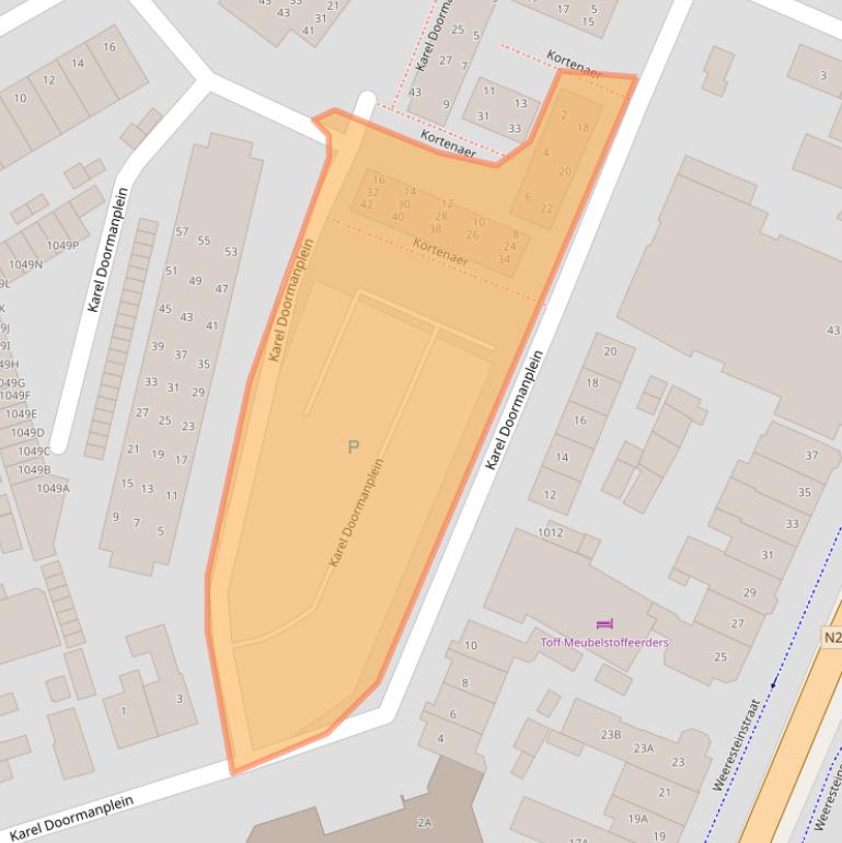 Kaart van postcodegebied 2182XV.