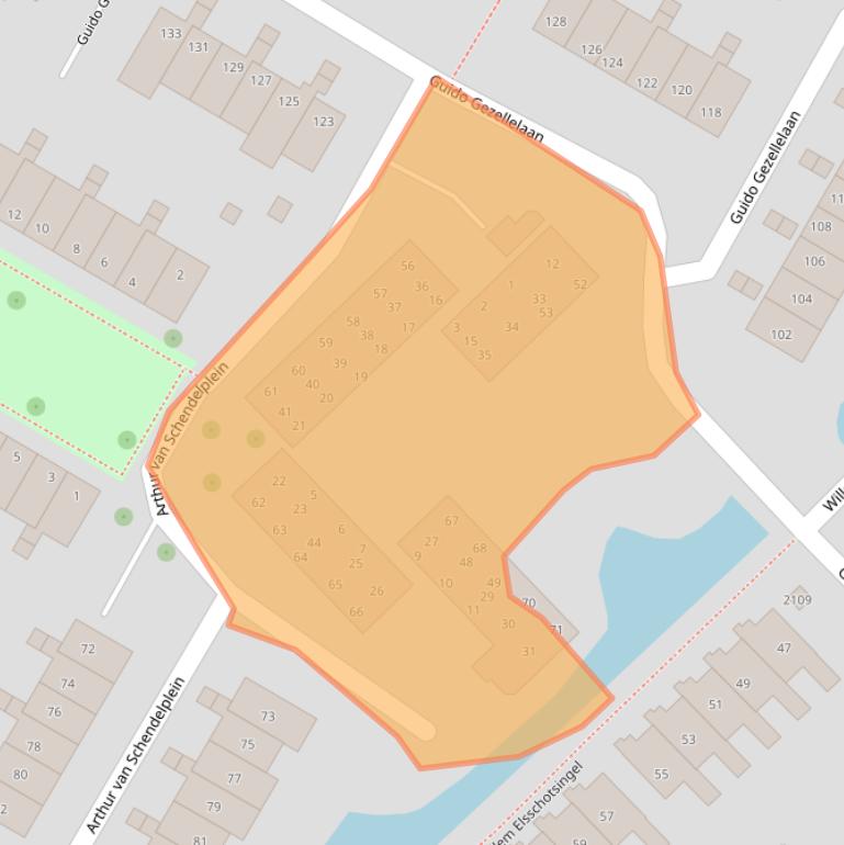 Kaart van postcodegebied 2182ZJ.