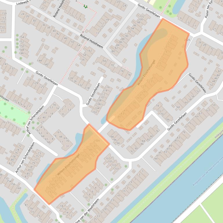 Kaart van postcodegebied 2182ZS.