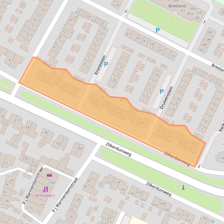 Kaart van postcodegebied 2191AJ.