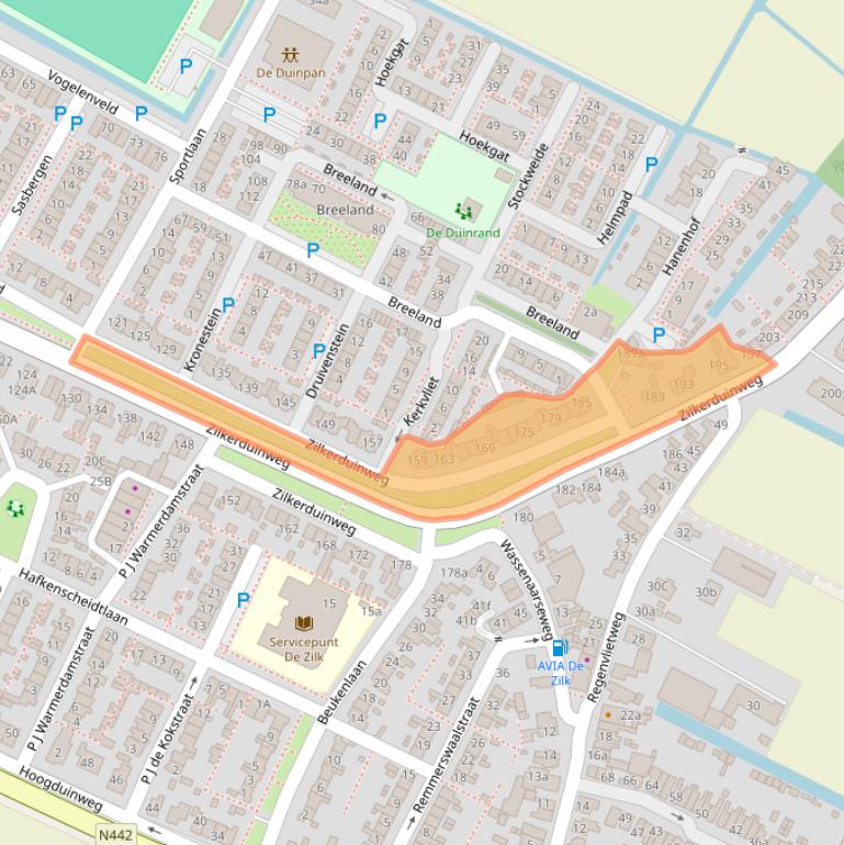 Kaart van postcodegebied 2191AK.