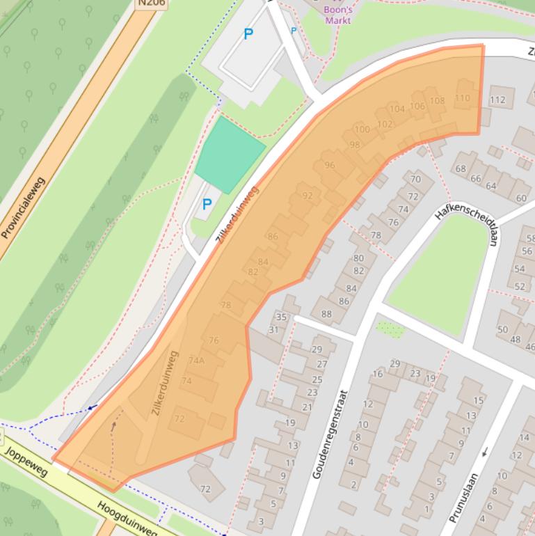 Kaart van postcodegebied 2191AN.