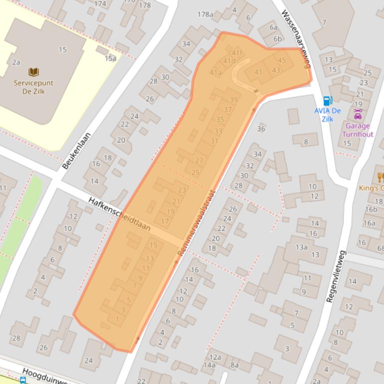 Kaart van postcodegebied 2191BJ.