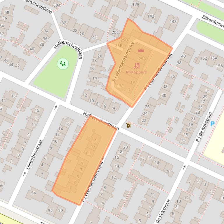 Kaart van postcodegebied 2191BT.