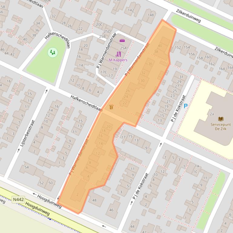 Kaart van postcodegebied 2191BV.