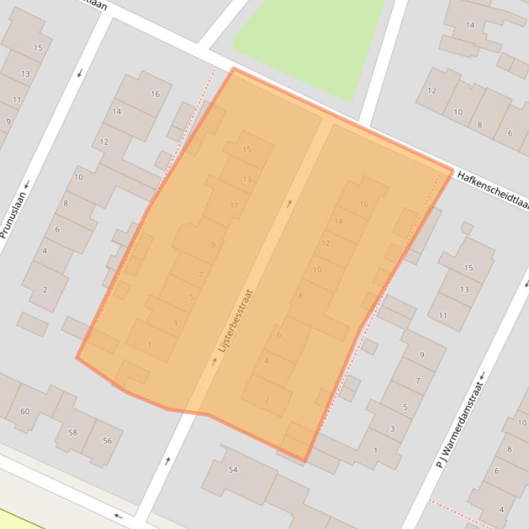 Kaart van postcodegebied 2191BW.