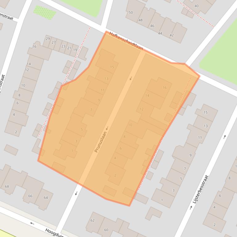Kaart van postcodegebied 2191BX.