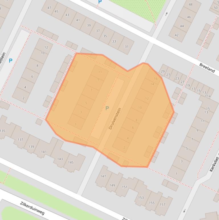 Kaart van postcodegebied 2191XE.