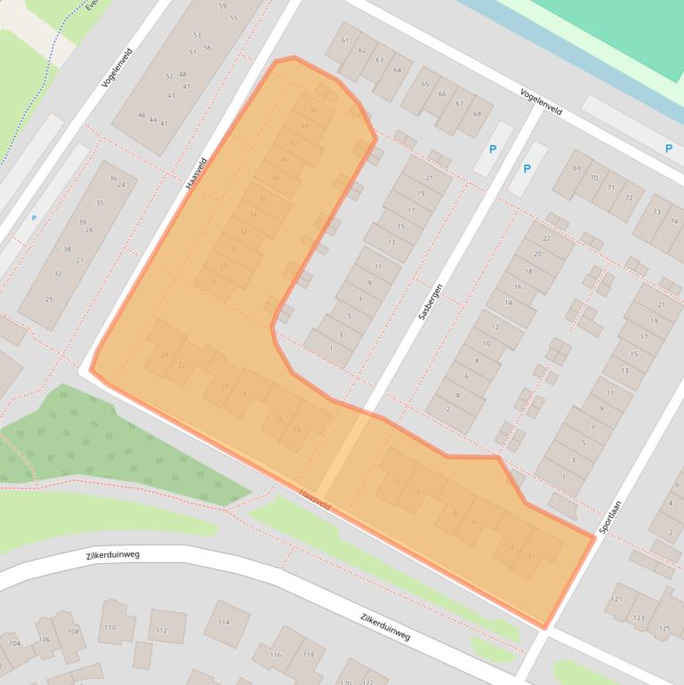 Kaart van postcodegebied 2191XN.