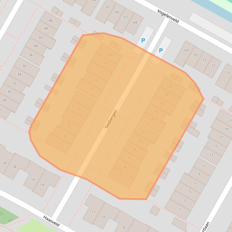 Kaart van postcodegebied 2191XS.