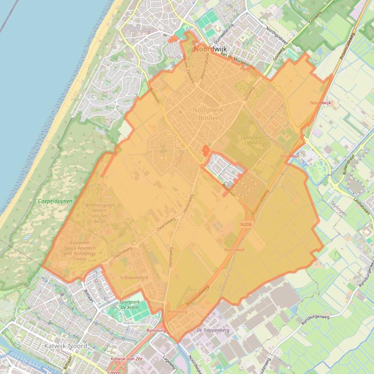 Kaart van postcodegebied 2201.