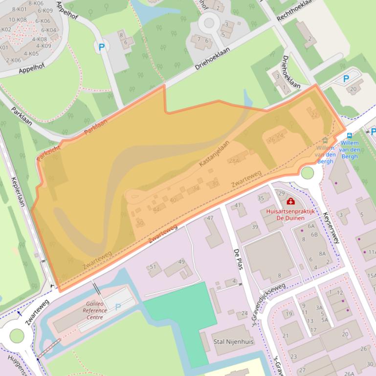 Kaart van postcodegebied 2201AD.