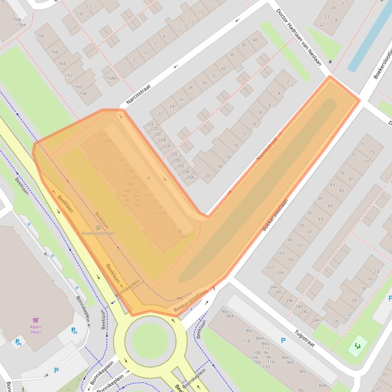 Kaart van postcodegebied 2201BH.