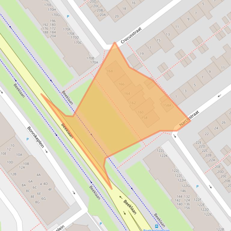 Kaart van postcodegebied 2201BJ.