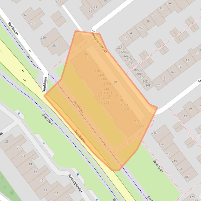 Kaart van postcodegebied 2201BM.