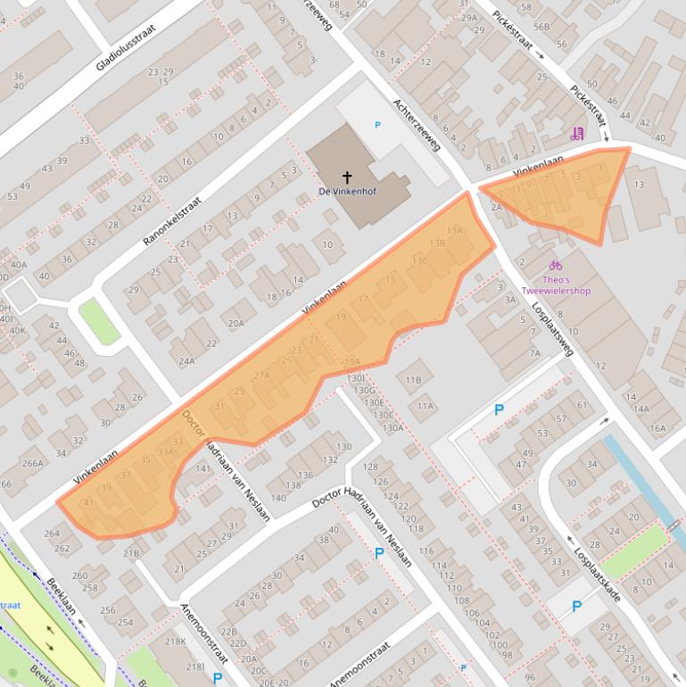 Kaart van postcodegebied 2201BR.