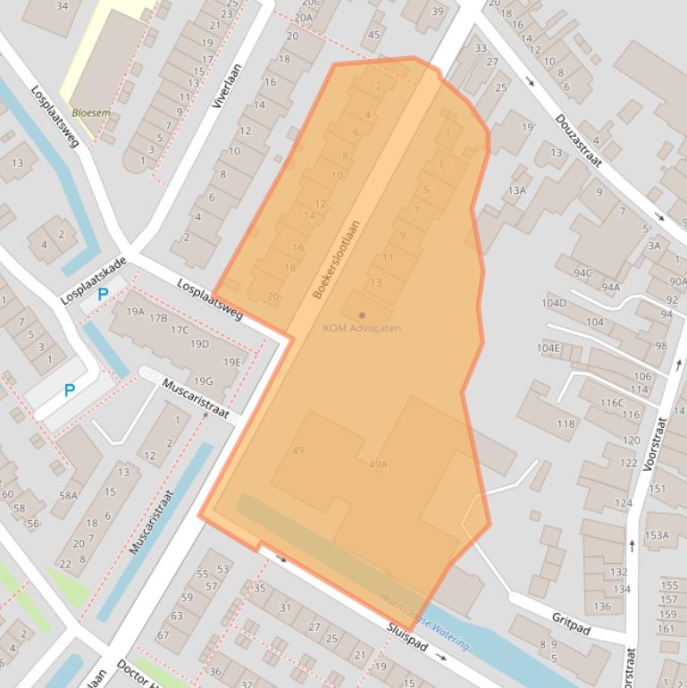 Kaart van postcodegebied 2201BT.