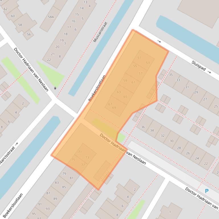 Kaart van postcodegebied 2201BV.