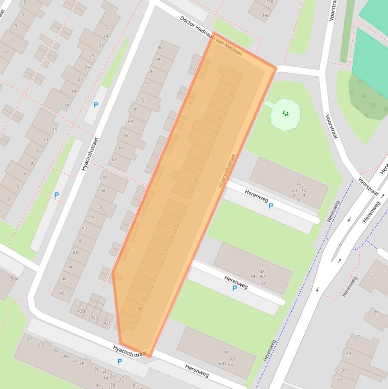 Kaart van postcodegebied 2201BX.